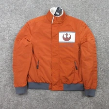 Star Wars Jacket Mens Medium Orange Rebel Pilot Flight Disney Aviator Coat NWT