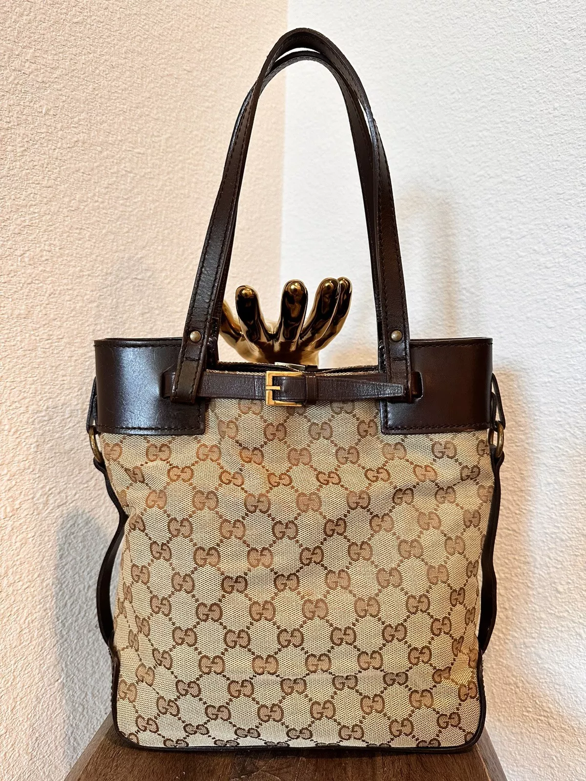Sac fourre tout en toile GUCCI GG petit