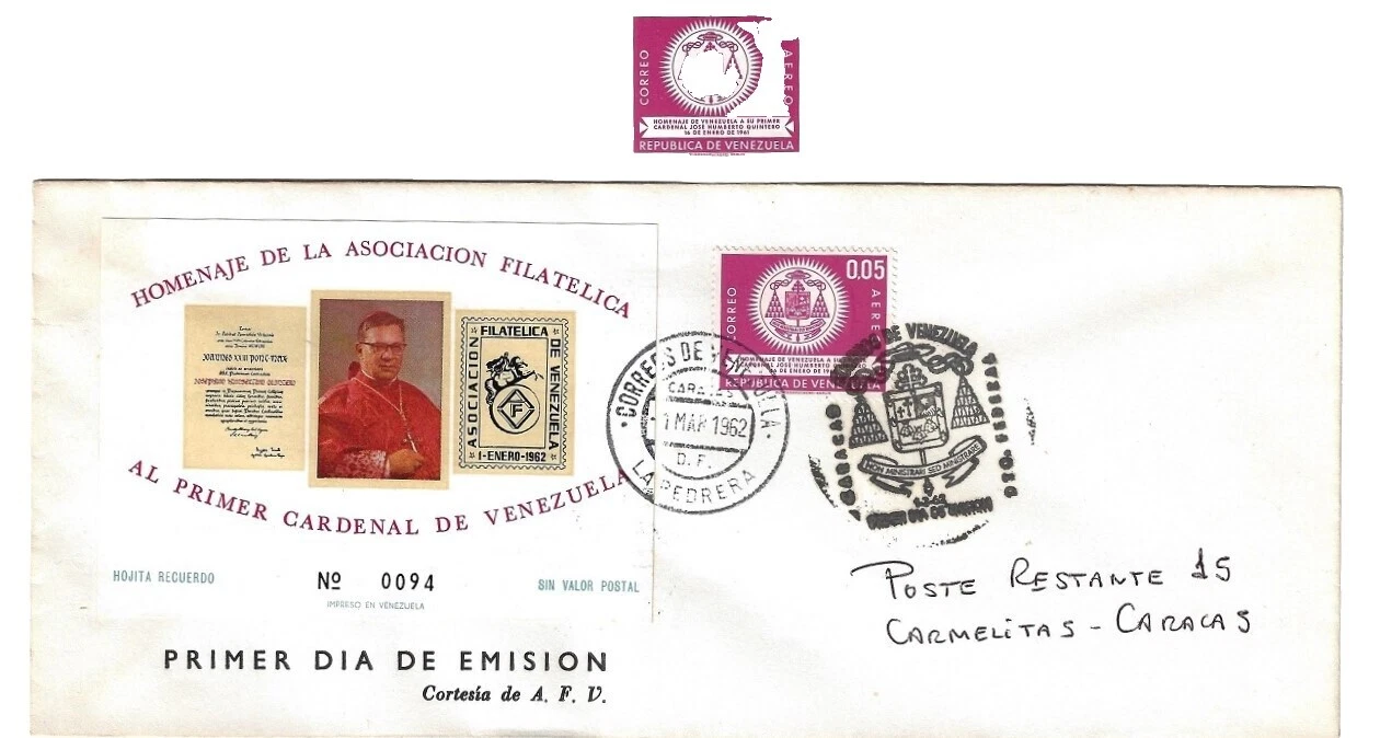 Tapa usada primer día de emisión sellos Venezolano