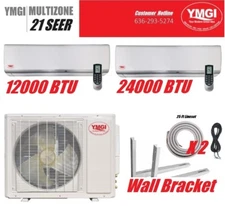 YMGI 36000BTU12K+24K DUAL ZONE DUCTLESS MINI SPLIT AIR CONDITIONER Heat Pump MNA