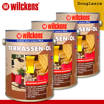 Wilckens 3 x 2,5 l Terrassen-Öl | Douglasie | Holzschutz Holzöl Holzpflegeöl