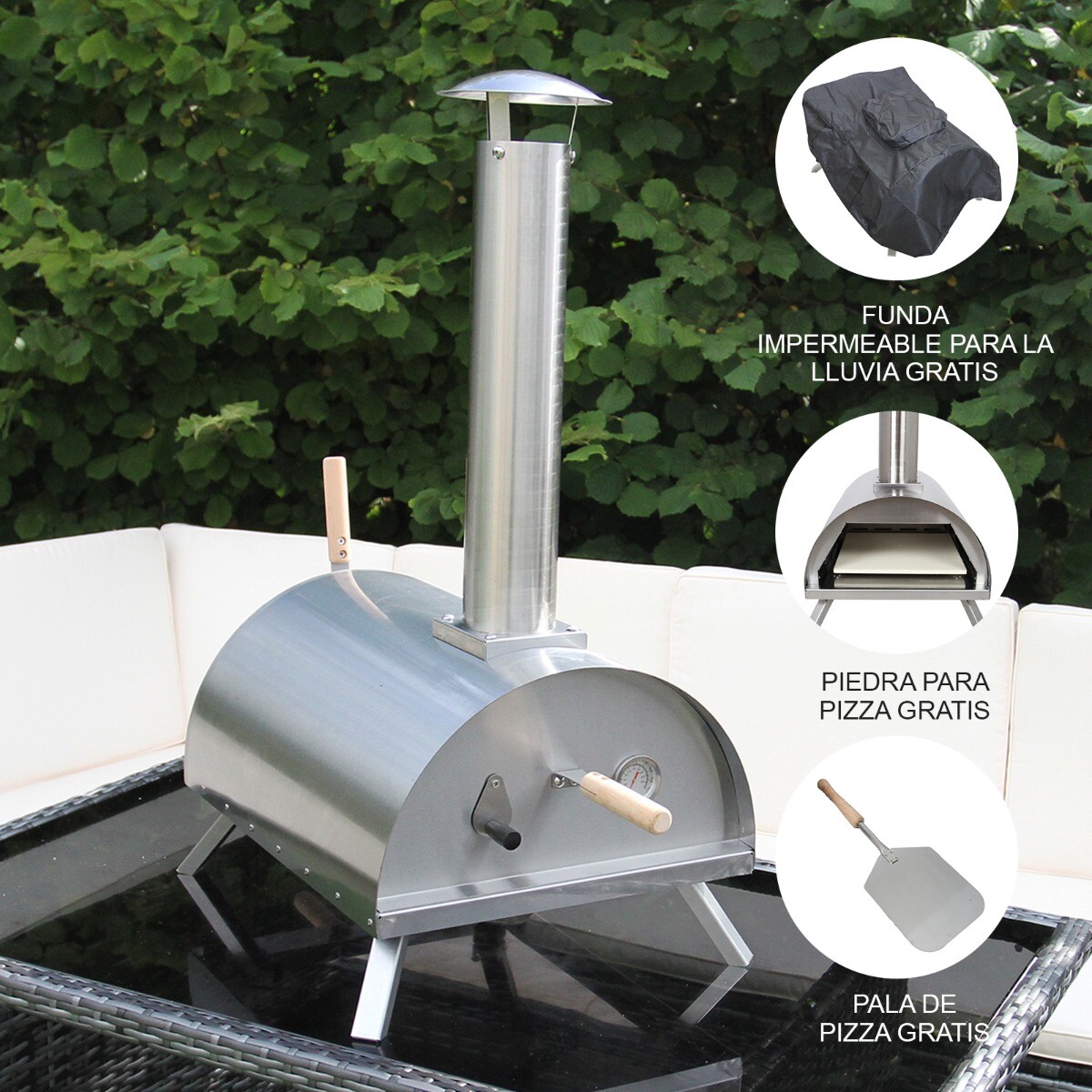 Horno de Pizza de Sobremesa Ahumador Barbacoa Horno de Jardín Parrilla Portátil