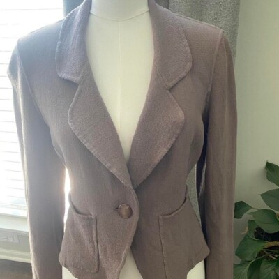 St. John sewn by hand Santana knit Taupe blazer womens size small 6