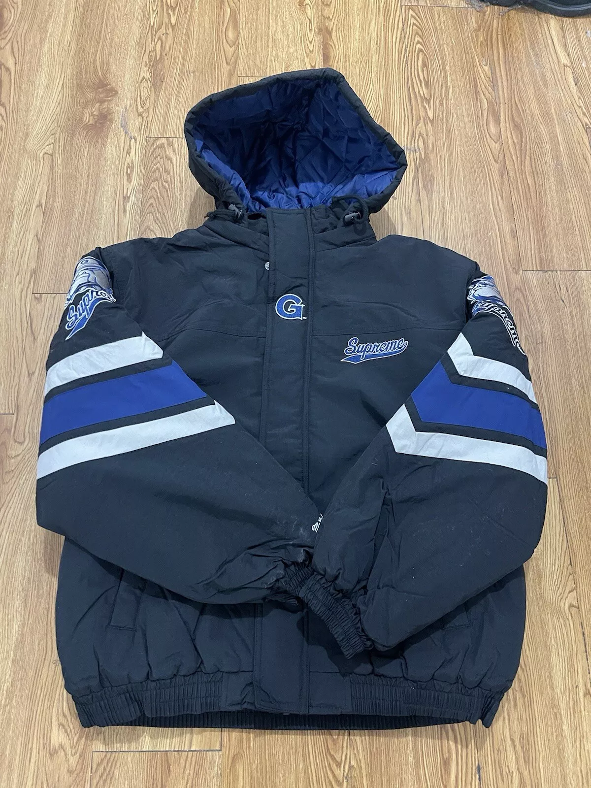 Veste de stade à capuche Supreme Mitchell & Ness NCAA « Georgetown » noire taille L