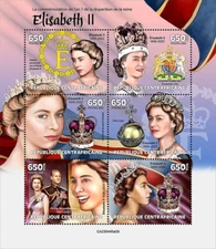 QUEEN ELIZABETH II 1926-2022 Royalty Stamp Sheet (2023 Central Africa)