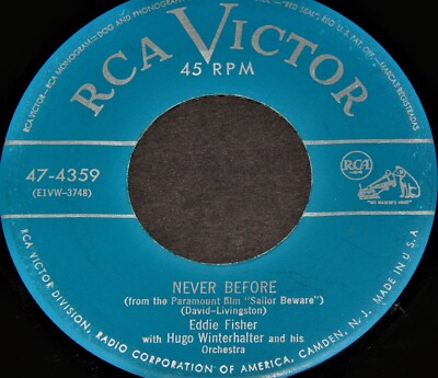 Vintage Record, EDDIE FISHER: ANY TIME & NEVER BEFORE,45 rpm,1951,Pop Soundtrack