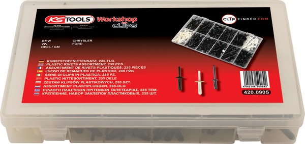 KS Tools Befestigungs-Clip-Satz - Kunststoffnieten, 235-Tlg. (420.0905)-image