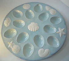 Home Studio SHORELINE COLLECTION Devil Egg Tray Platter Plate Baby Blue Sea foam