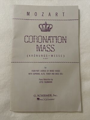 Coronation Mass. Mozart. Four Part Chorus. Achiever. Free Shipping. 