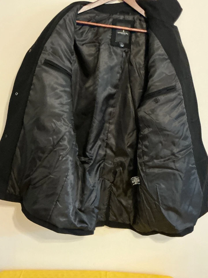 LONDON FOG MEN'S CHARCOAL. Black PEA COAT PENDLETON WOOL COAT SIZE L - Image 4 of 4