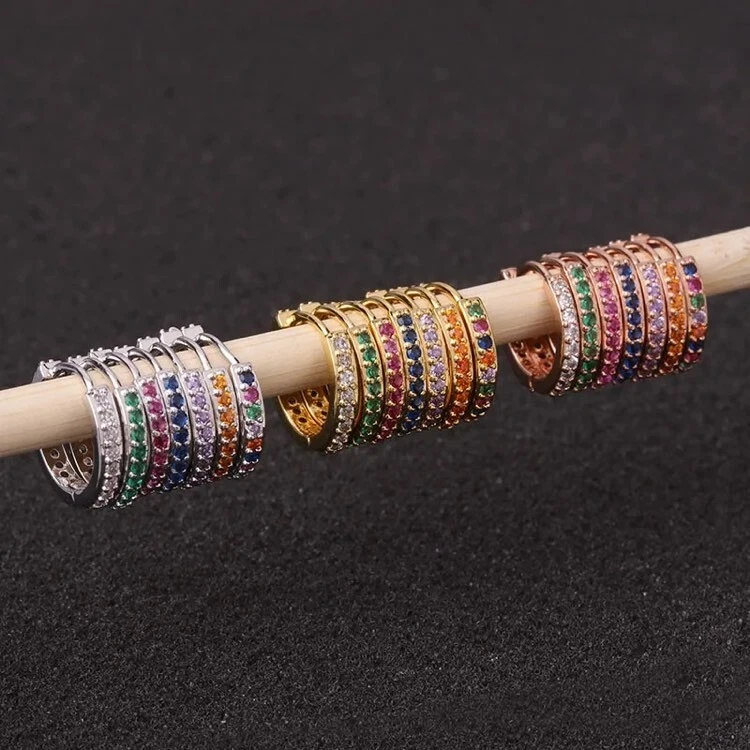 ORECCHINI A CERCHIO UOMO DONNA PLACCATO ARGENTO 925 STRASS ZIRCONI MADE IN ITALY - Immagine 3 di 4