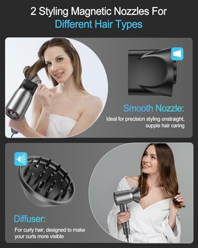 Hair Dryer - Negative Ionic Blow Dryer with 150000 RPM High Speed Dark Gray - Picture 7 of 7