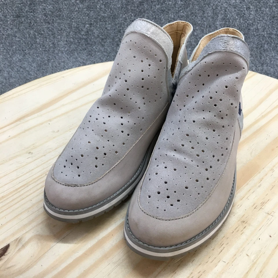 Emu Australia Botas Mujer 8 Sufi Botines Gris Cuero Perforado Pull On Foto 3 de 4