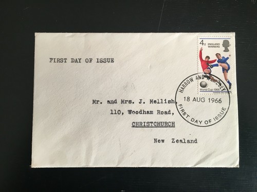 GB 1966 England Winners FDC, to NZ Wembley FDI postmark (1290)