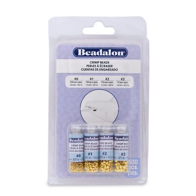 Beadalon 600 Stück Quetschperlen Variety Pack vergoldet rund