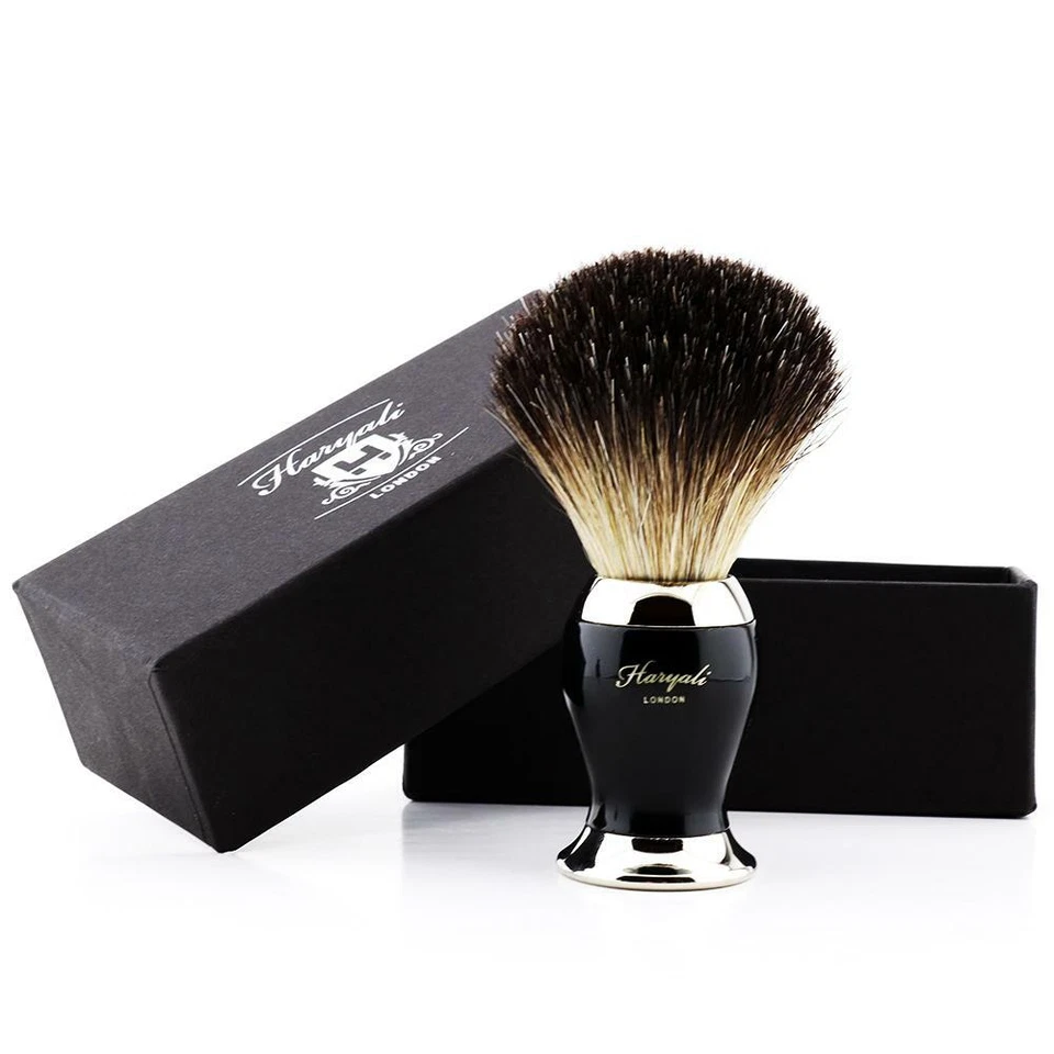 HARYALI LONDON Badger Hair Shaving Brush for Men - Ergonomic Metal Handle |Perfect Shaving Gift