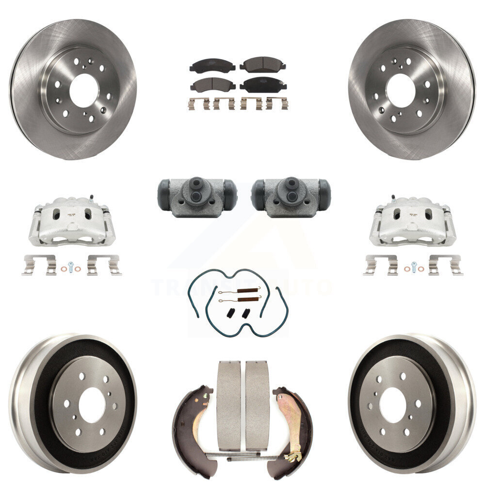 Front and Rear Brake Caliper Rotor Drum Ceramic Pad Shoe Cylinder Hardware Kit for Enhanced Stopping Power and Durability