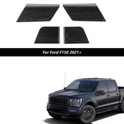 4x Inner Door Handle Panel Trim Decor Cover For Ford F150 2015+ Black Wood Grain - Foto 7