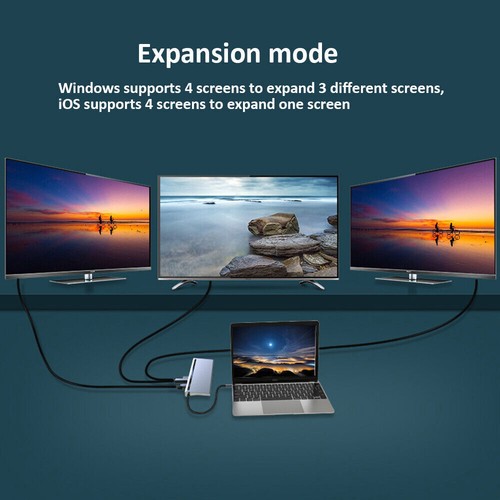 12 in 1 Type C Dock Hub USB C Laptop Docking Station Adapter For MacBook DELL HP - Picture 7 of 12
