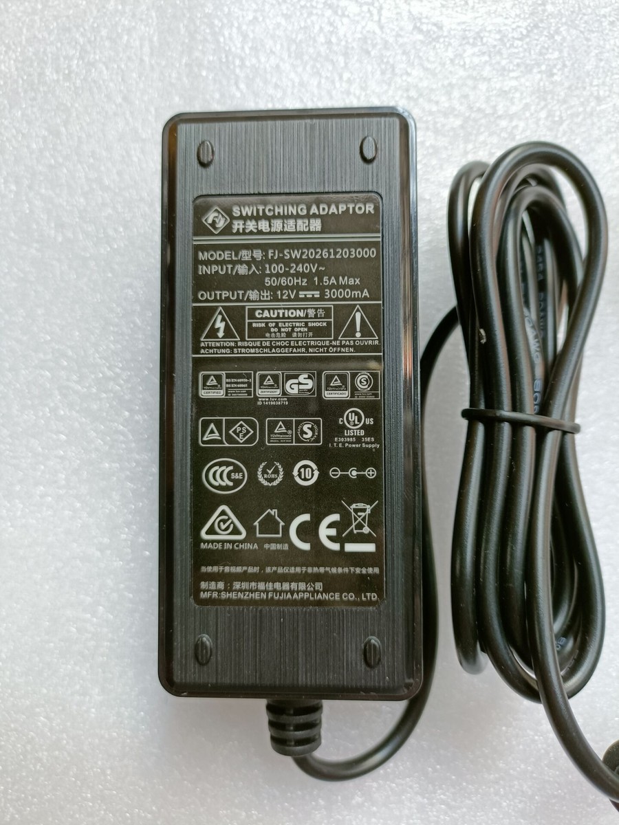 Genuine Switching Power Adapter Fujia FJ-SW20261203000 12V 3000mA