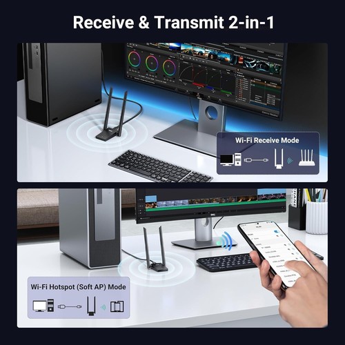 USB 3.0 Wi-Fi 6 Dongle with Adjustable Antennas - Perfect for Gaming and Work - 第 8/10 張圖片
