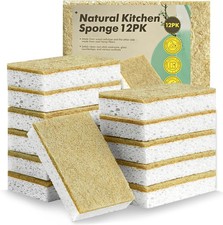 Eco Washing Up Sponges 12 Pack - Natural Cellulose & Sisal Non Scratch Heavy Dut