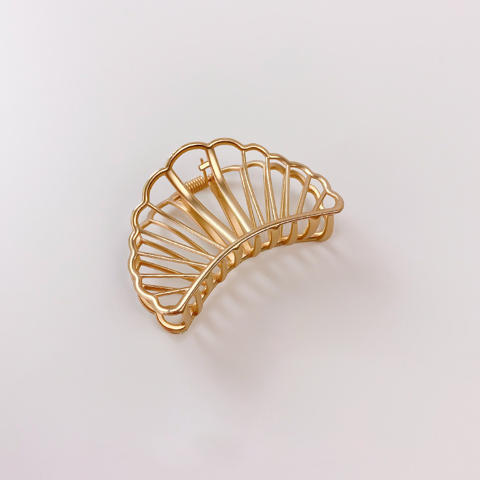 Metal Hair Claw Clips Half Bun Hairpin Matt Gold Nonslip Headwear For Women