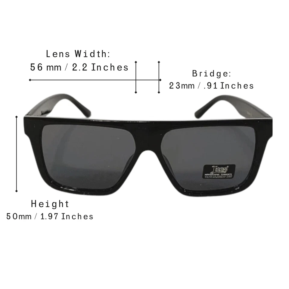Men's Locs Flat Top Sunglasses Black Frame Category 3 Dark Lens Shades - Image 2 of 2