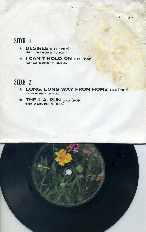 NEIL DIAMOND /KARLA BONOFF /FOREIGNER /THE CARVELLS THAI EP 7" THAILAND 5SP-1027 - Image 3 of 3