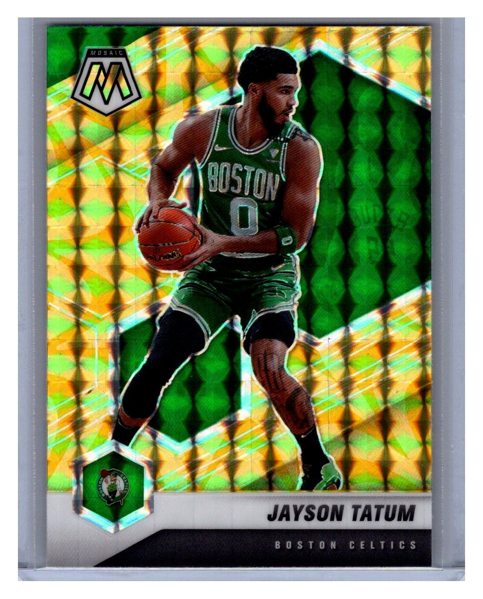 2020-21 Panini Mosaic #107 Jayson Tatum Mosaic Reactive Yellow