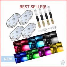 4 PCS Car LED Lights for Car Interior, 7 Colors Magnetic USB Wireless LED Lights