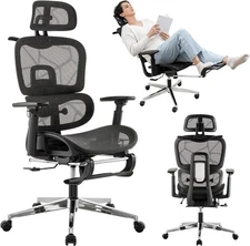 Mesh Ergonomic Office Chair with Footrest,High Back Mesh Gaming Chair 