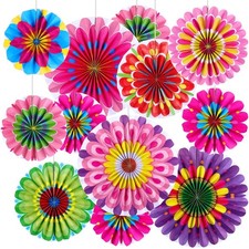 18 PCS Mexican Fiesta Party Decorations Paper Fans Spring Cinco De Mayo Decor