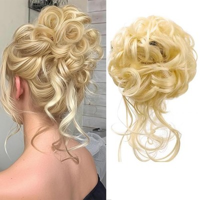 Unordentliches Haarteil für Hochsteckfrisuren - Lockiges Messy Bun in Blond