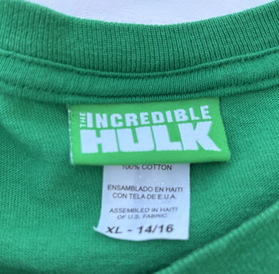 Винтажная футболка Y2K Incredible Hulk Marvel зеленая молодежная с большим принтом - Изображение 4 из 4