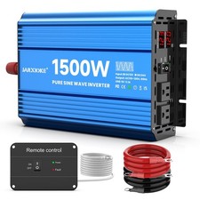 1500 Watt Pure Sine Wave Power Inverter, 12 Vdc to 110 Vdc to 120 Vdc, for Ho...