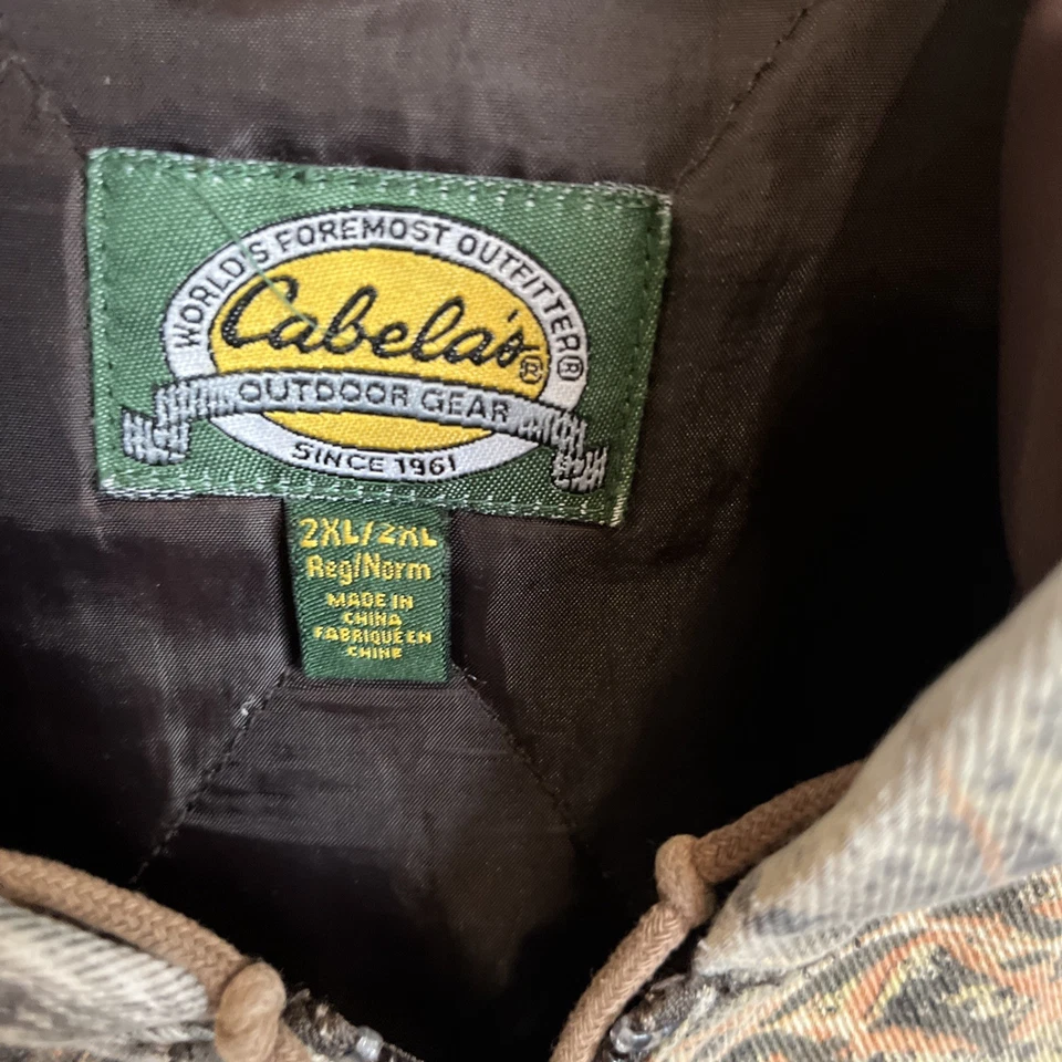 Vintage Mossy Oak Camo Jacket Cabellas Hooded Full Zip Men’s 2X - Image 3 of 4