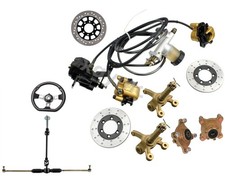 Front Steering Wheel Twin Brake Caliper 4 Stud Knuckle Hub Kit For Golf Cart ATV