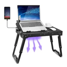 Laptop Desk for Bed, Adjustable Table with Fan, Portable Lap Desk, Foldable L...