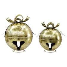 Member's Mark Oversized Jingle Bell Décor  Gold, Set of 2