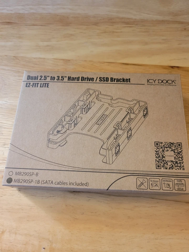 ICY DOCK Dual 2.5" to 3.5" Hard Drive / SSD Bracket w/SATA cables! MB290SP-1B - Image 2 of 4