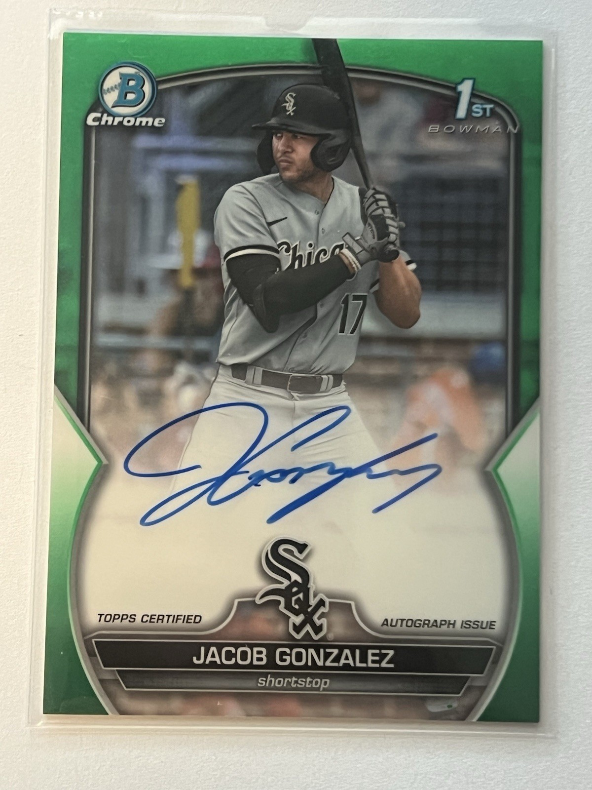 2023 Bowman Draft #CDA-JGO Jacob Gonzalez Chrome Auto Green Ref #/99