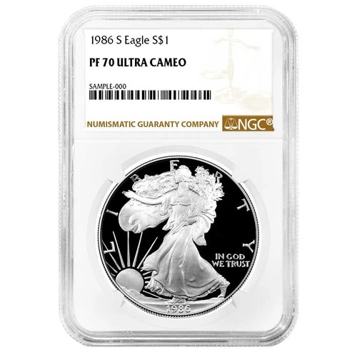 1986-S Proof $1 American Silver Eagle NGC PF70UC Brown Label