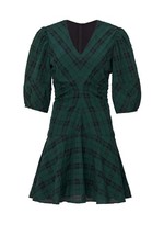 Tanya Taylor  Emmaline Dress Plaid Ruched Womens Size 6 Green Lined