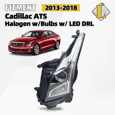 Left Side For 2013-2018 Cadillac ATS Halogen Headlight Chrome Housing with Bulb