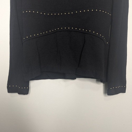 St. John Collection Vintage Black Full Zip Long Sleeve Jacket Gold Studded 2 - Picture 9 of 10