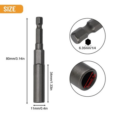 1 Stück 80 mm Länge 1/4 \'' Sechskant Magnetisch Stoßbuchse Mutter Schraube Drill Bit