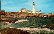 Vintage Portland Head Light Maine Postcard by Tichnor Bros K-5322