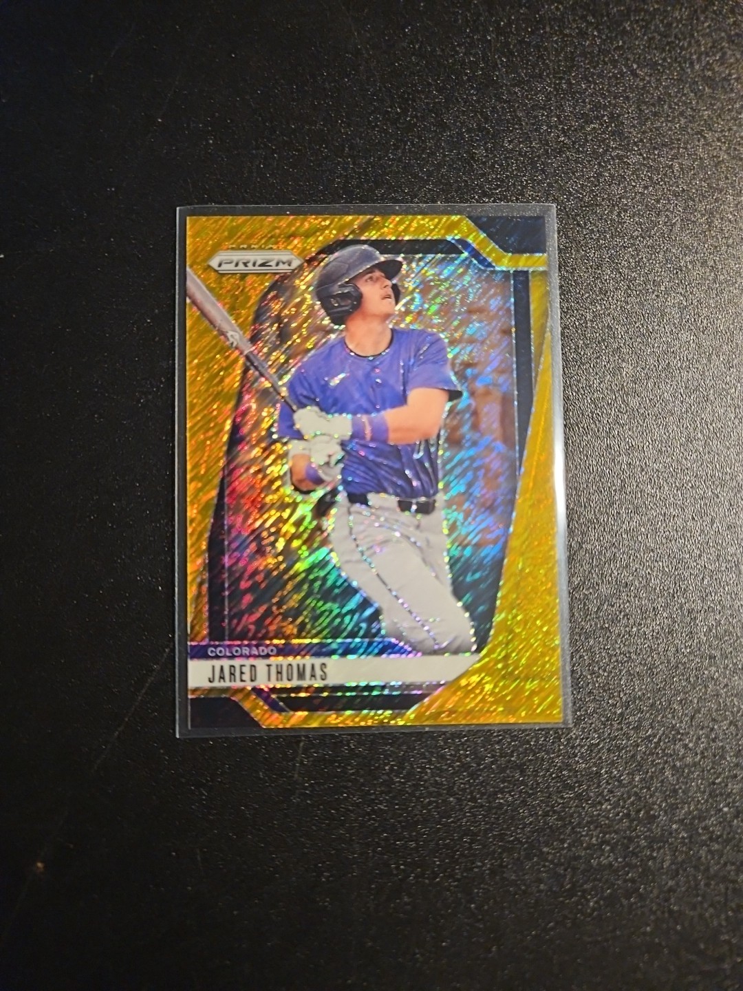 2025 Prizm Jared Thomas #12 Gold Shimmer Prizm FOTL 1/7 First Rockies Prospect