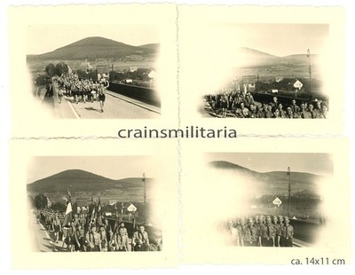 4x Orig. Foto Parade Jugend Junge Pimpf auf Main Brücke FREUDENBERG Baden